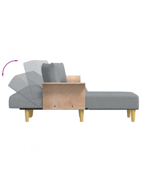 Divano Letto a L Grigio Chiaro 279x140x70 cm in Tessuto
