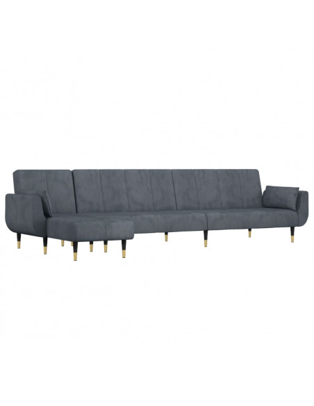 Divano Letto a L Grigio Scuro 275x140x70 cm in Velluto