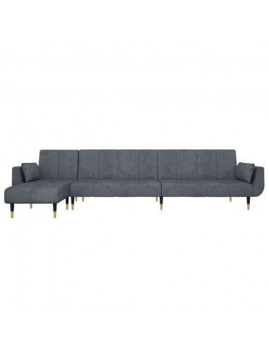 Divano Letto a L Grigio Scuro 275x140x70 cm in Velluto