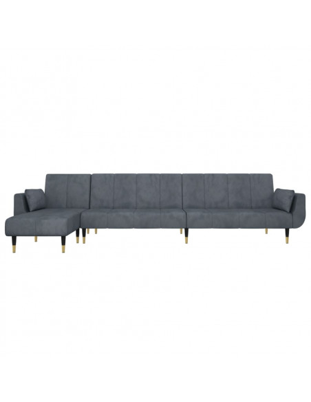 Divano Letto a L Grigio Scuro 275x140x70 cm in Velluto
