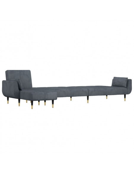 Divano Letto a L Grigio Scuro 275x140x70 cm in Velluto