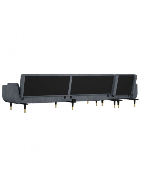 Divano Letto a L Grigio Scuro 275x140x70 cm in Velluto