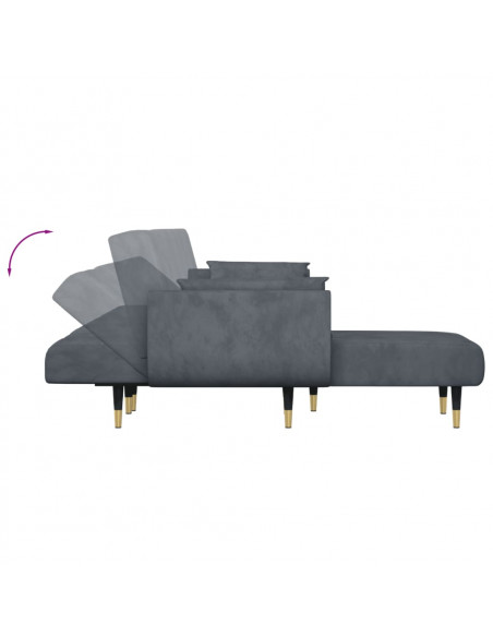 Divano Letto a L Grigio Scuro 275x140x70 cm in Velluto