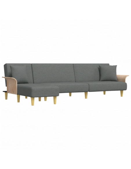Divano Letto a L Grigio Scuro 279x140x70 cm in Tessuto