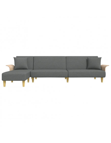 Divano Letto a L Grigio Scuro 279x140x70 cm in Tessuto