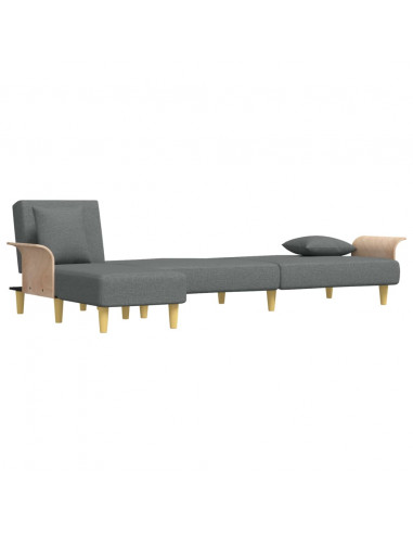 Divano Letto a L Grigio Scuro 279x140x70 cm in Tessuto