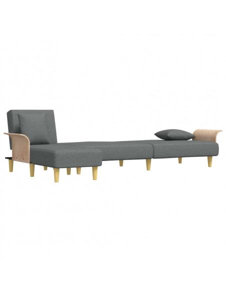 Divano Letto a L Grigio Scuro 279x140x70 cm in Tessuto