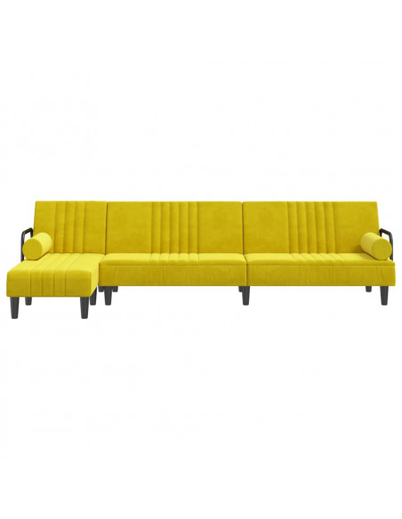 Divano Letto a L Giallo 260x140x70 cm in Velluto