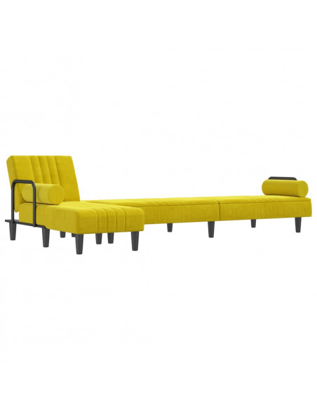 Divano Letto a L Giallo 260x140x70 cm in Velluto