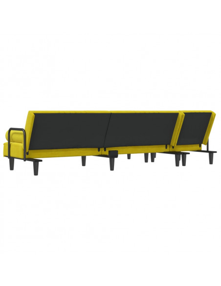 Divano Letto a L Giallo 260x140x70 cm in Velluto