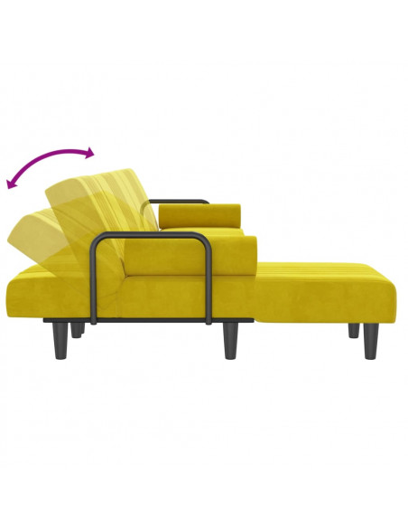 Divano Letto a L Giallo 260x140x70 cm in Velluto