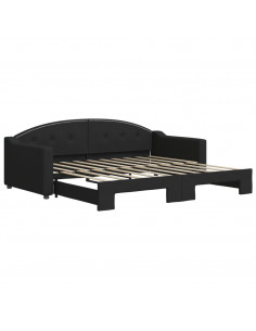 Divano Letto con Letto Estraibile Nero 90x190 cm in Tessuto