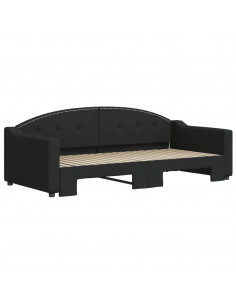Divano Letto con Letto Estraibile Nero 90x190 cm in Tessuto 2