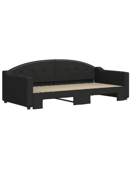 Divano Letto con Letto Estraibile Nero 90x190 cm in Tessuto