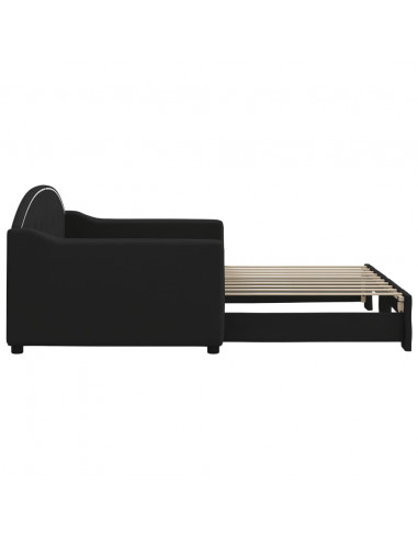 Divano Letto con Letto Estraibile Nero 90x190 cm in Tessuto