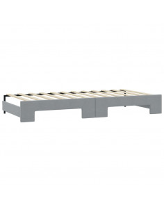 Divano Letto Estraibile Cassetti Grigio Chiaro 90x190cm Tessuto 2