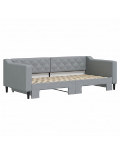 Divano Letto con Letto Estraibile Grigio Chiaro 90x190 Tessuto 2