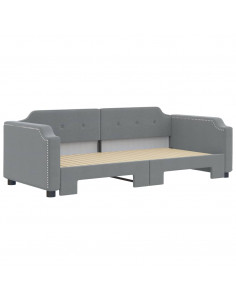 Divano Letto con Letto Estraibile Grigio Chiaro 90x190 Tessuto 2