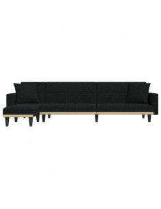 Divano Letto a L Nero 275x140x70 cm in Tessuto 2