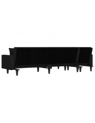 Divano Letto a L Nero 275x140x70 cm in Tessuto