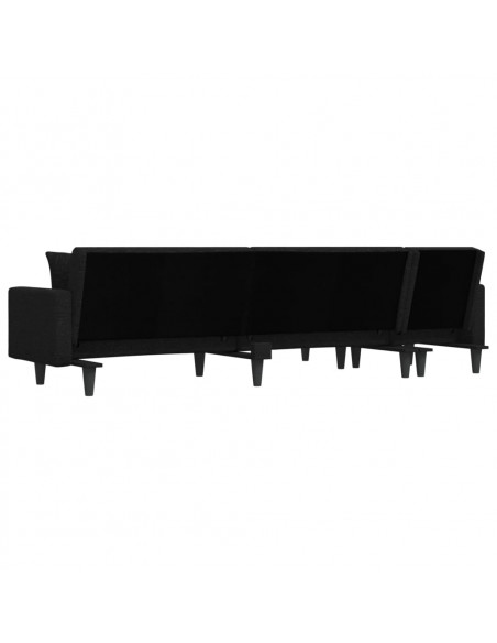 Divano Letto a L Nero 275x140x70 cm in Tessuto