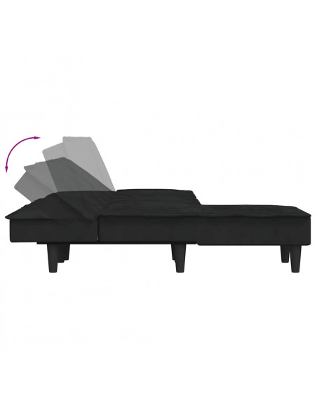 Divano Letto a L Nero 255x140x70 cm in Velluto