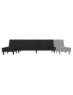 Divano Letto a L Nero 255x140x70 cm in Velluto 2
