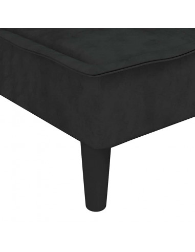 Divano Letto a L Nero 255x140x70 cm in Velluto