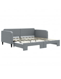 Divano Letto con Letto Estraibile Grigio Chiaro 90x190 Tessuto