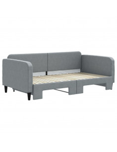 Divano Letto con Letto Estraibile Grigio Chiaro 90x190 Tessuto 2