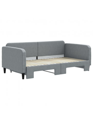 Divano Letto con Letto Estraibile Grigio Chiaro 90x190 Tessuto
