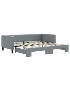 Divano Letto con Letto Estraibile Grigio Chiaro 90x190 Tessuto