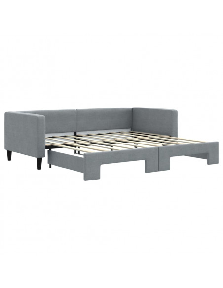 Divano Letto con Letto Estraibile Grigio Chiaro 90x190 Tessuto