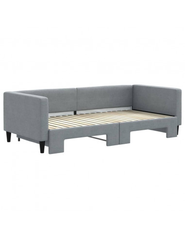 Divano Letto con Letto Estraibile Grigio Chiaro 90x190 Tessuto
