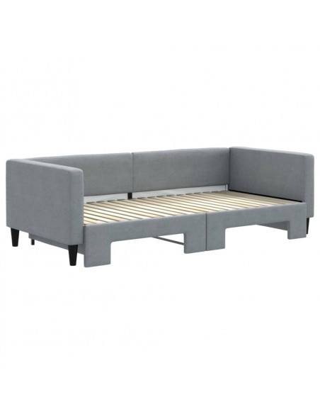 Divano Letto con Letto Estraibile Grigio Chiaro 90x190 Tessuto