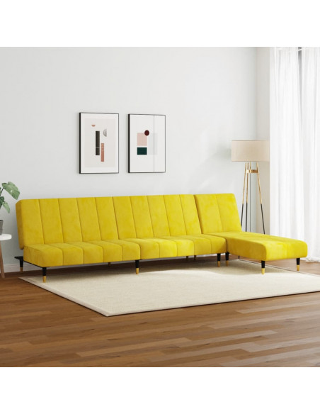 Set di Divani 2 pz Giallo in Velluto
