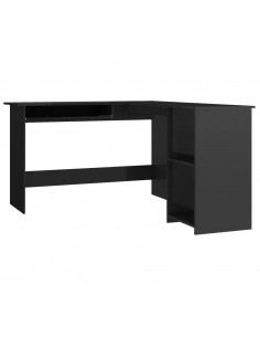 Scrivania Angolare a L Nero Lucido 120x140x75cm Multistrato