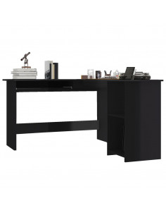 Scrivania Angolare a L Nero Lucido 120x140x75cm Multistrato 2