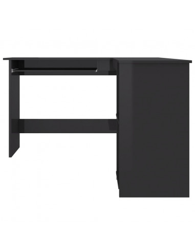 Scrivania Angolare a L Nero Lucido 120x140x75cm Multistrato