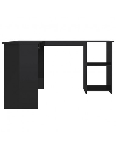Scrivania Angolare a L Nero Lucido 120x140x75cm Multistrato