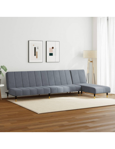 Set di Divani 2 pz Grigio Scuro in Velluto