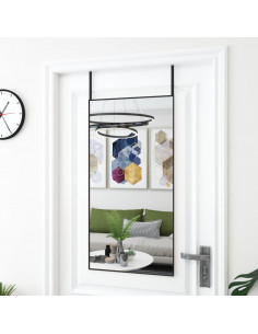 Specchio da Porta Nero 50x100 cm in Vetro e Alluminio