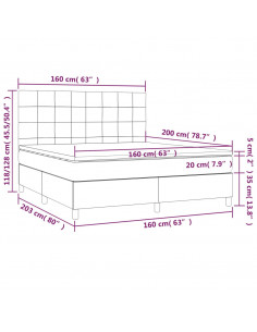 Giroletto a Molle con Materasso Tortora 160x200 cm in Tessuto