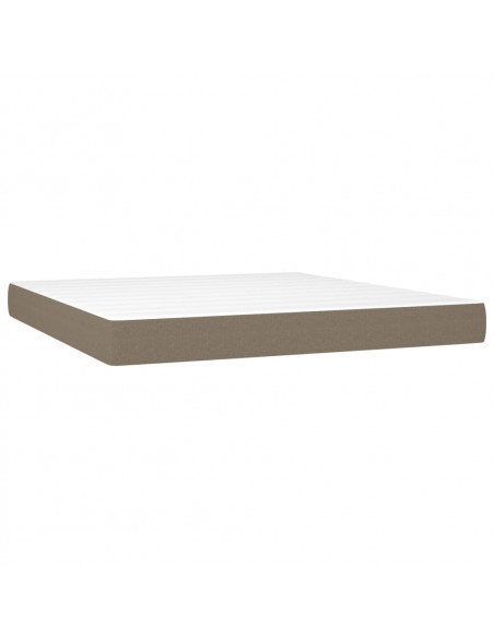 Letto a Molle con Materasso e LED Tortora 160x200 cm in Tessuto