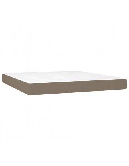 Letto a Molle con Materasso e LED Tortora 160x200 cm in Tessuto