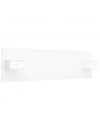 Testiera per Letto con Comodini in Legno Multistrato Bianco