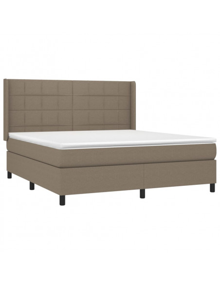 Letto a Molle con Materasso e LED Tortora 160x200 cm in Tessuto