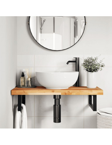 Piano da Bagno Finitura a Olio 80x40x4 cm in Legno di Acacia