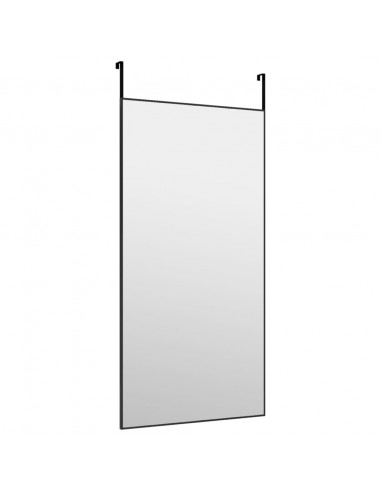 Specchio da Porta Nero 50x100 cm in Vetro e Alluminio