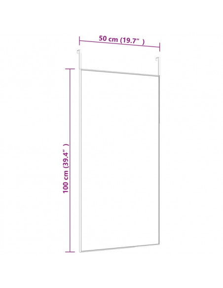 Specchio da Porta Nero 50x100 cm in Vetro e Alluminio